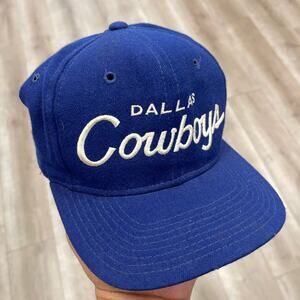 vintage 90s Dallas Cowboys Sports Specialties Wool Script Snapback Hat B10